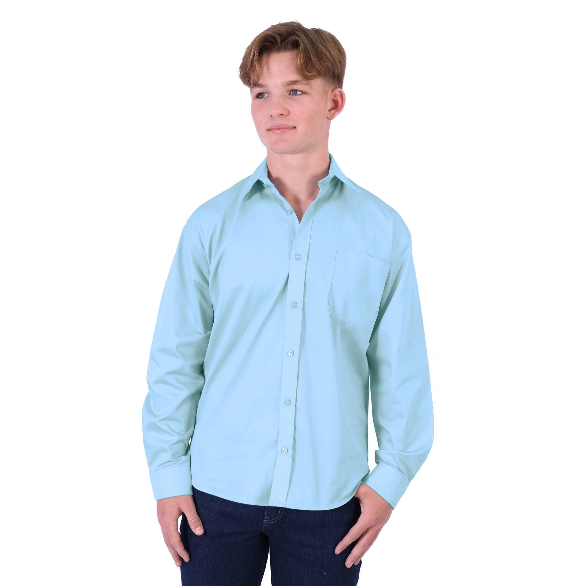 Chemise tissée classique à manches longues