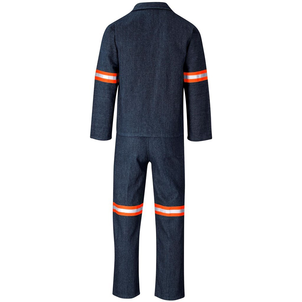 Fato vintage jeans 100% algodão Conti - braços e pernas refletores - fita laranja