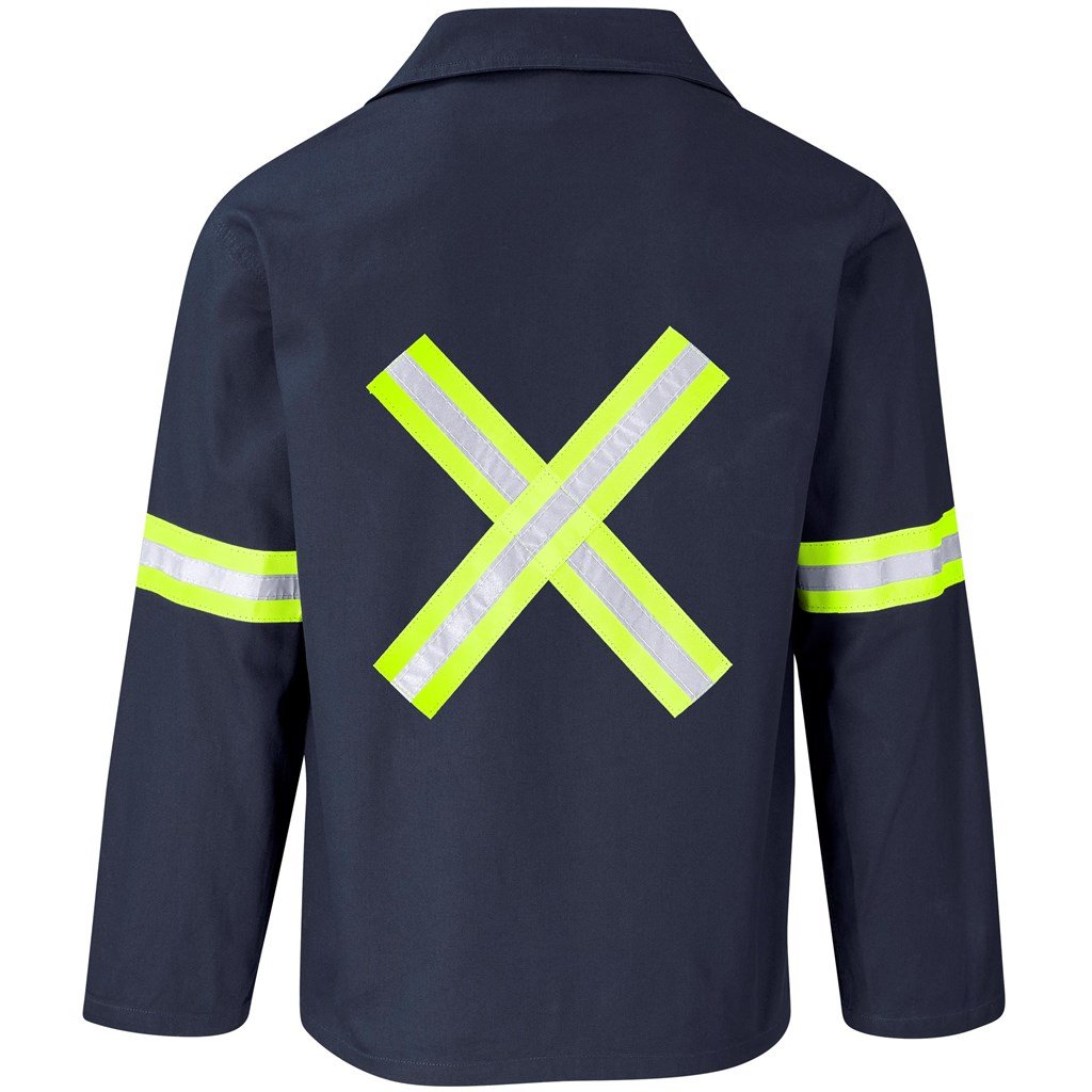 Veste Artisan Premium 100 % coton - Manches et dos réfléchissants - Ruban jaune