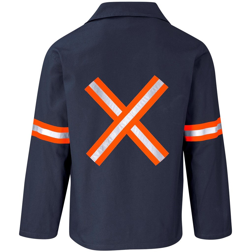 Veste Artisan Premium 100 % coton - Manches et dos réfléchissants - Bande orange