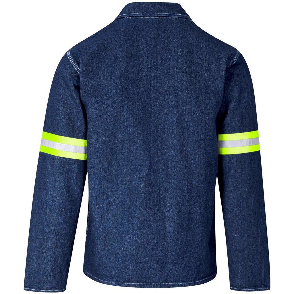 Veste en jean 100 % coton de qualité supérieure - Manches réfléchissantes - Ruban jaune