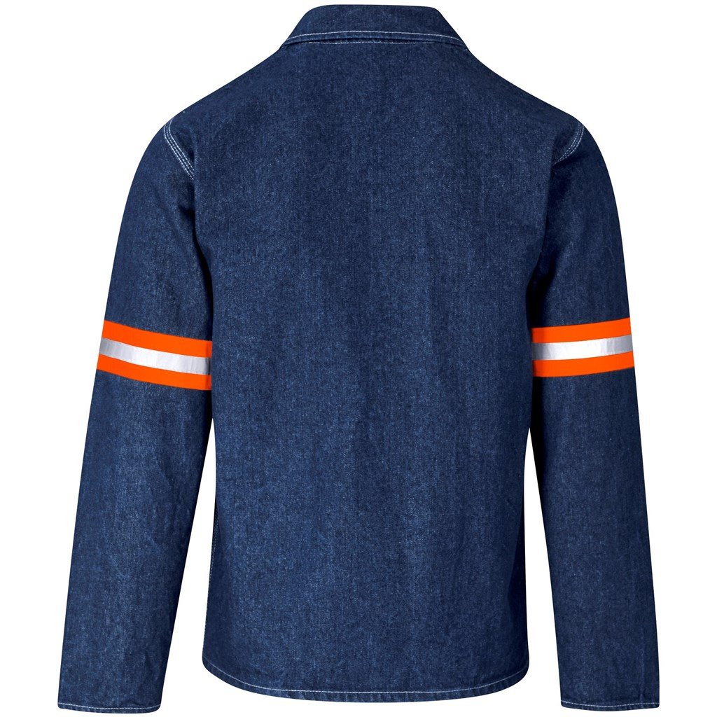 Veste en jean 100 % coton de qualité supérieure Cast - Manches réfléchissantes - Ruban orange