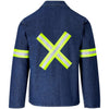 Veste en jean 100 % coton de qualité supérieure - Manches et dos réfléchissants - Ruban jaune