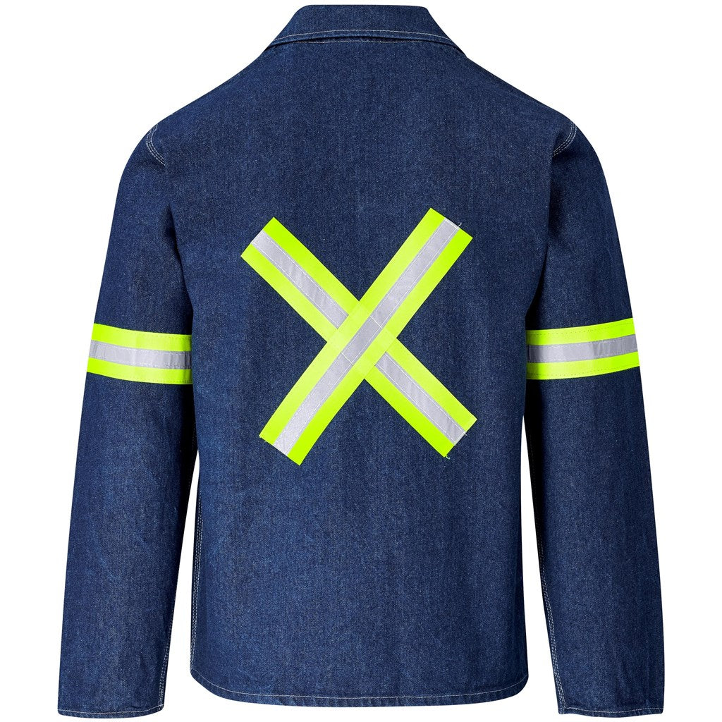 Casaco de ganga Cast Premium 100% algodão - braços e costas refletores - fita amarela