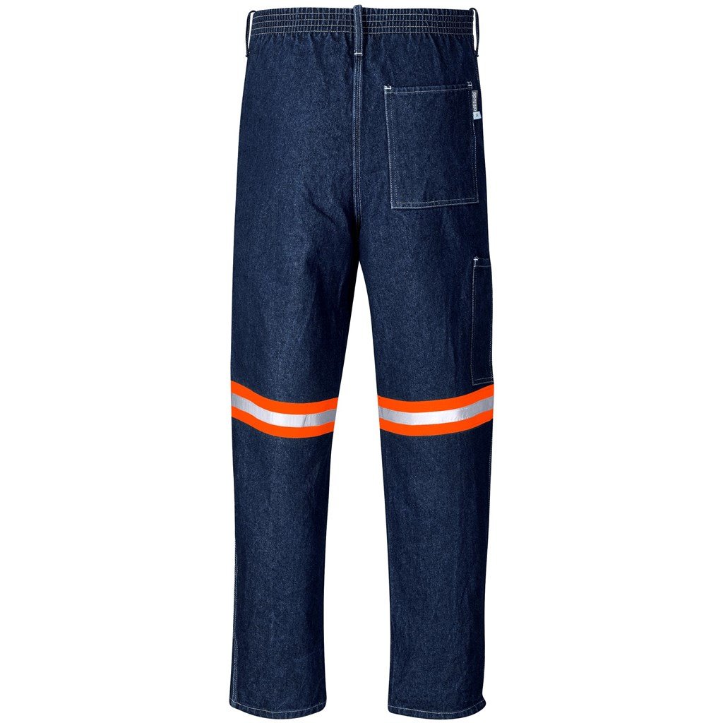 Pantalon en denim 100 % coton de qualité supérieure Cast - Jambes réfléchissantes - Ruban orange