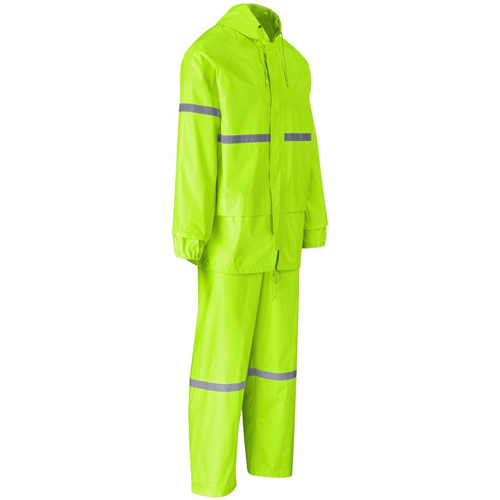 Macacão de chuva refletor em poliéster/PVC de alta visibilidade para exterior - Verde-limão