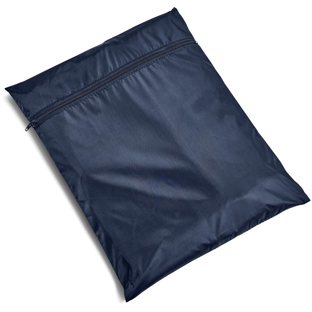 Macacão de chuva refletor em poliéster/PVC de alta visibilidade para atividades ao ar livre - Azul-marinho