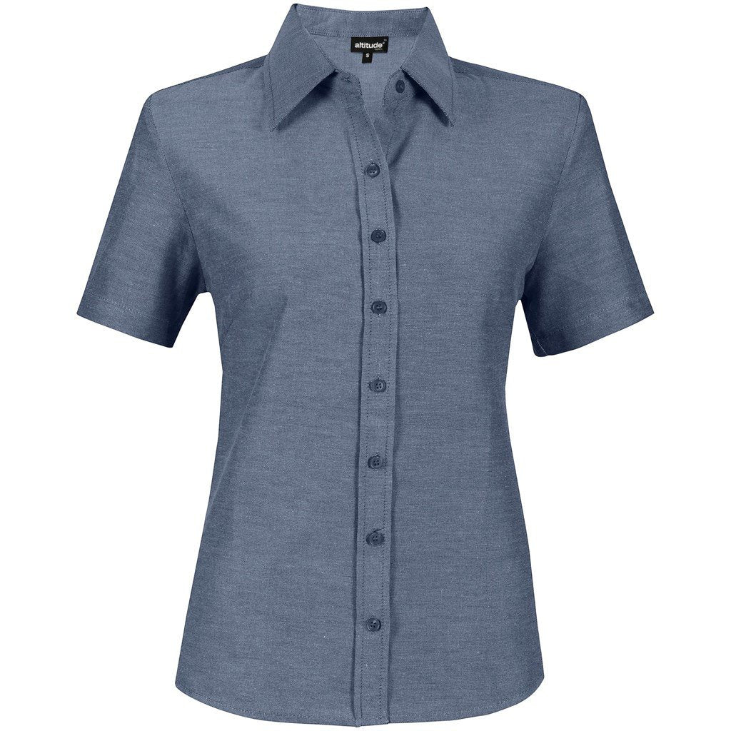 Chemise Oxford à manches courtes pour femme - Bleu marine