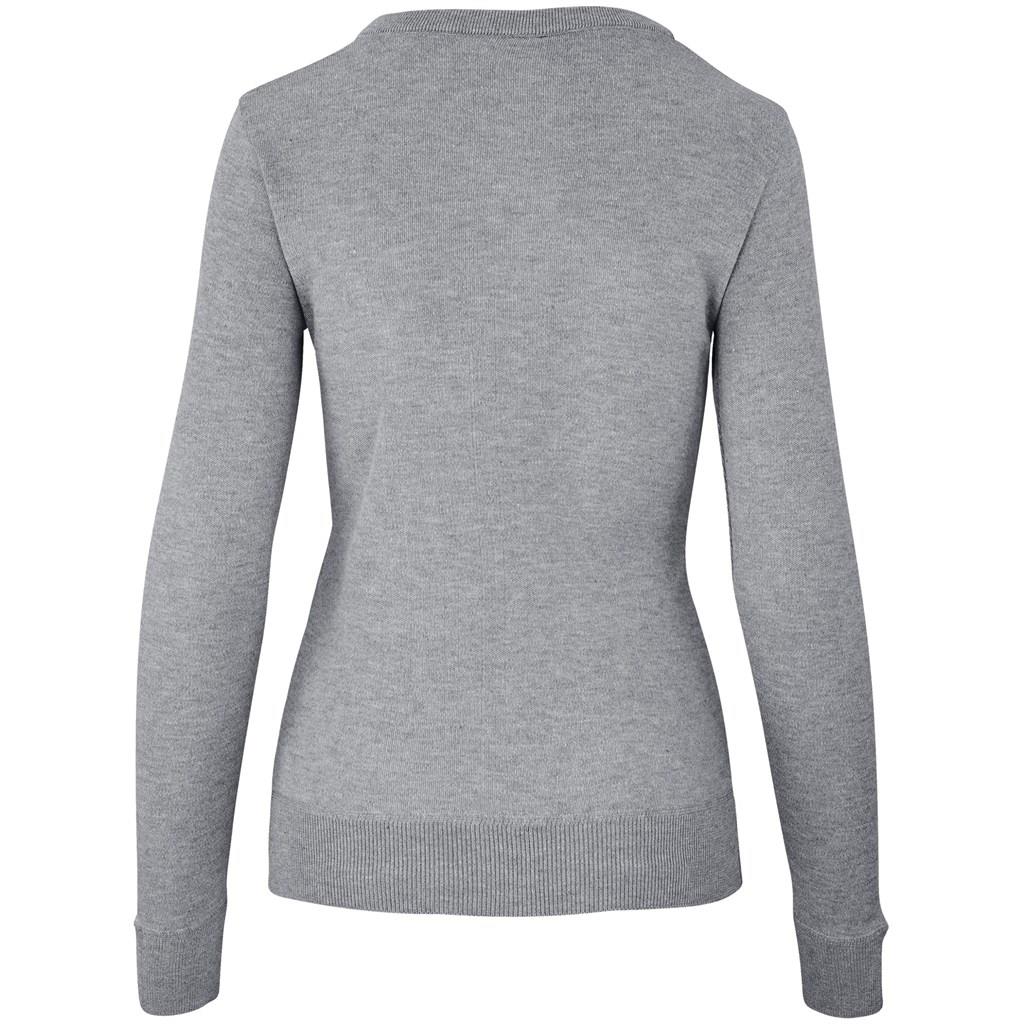 Camisola de mulher peruana de manga comprida e gola em V - cinzento