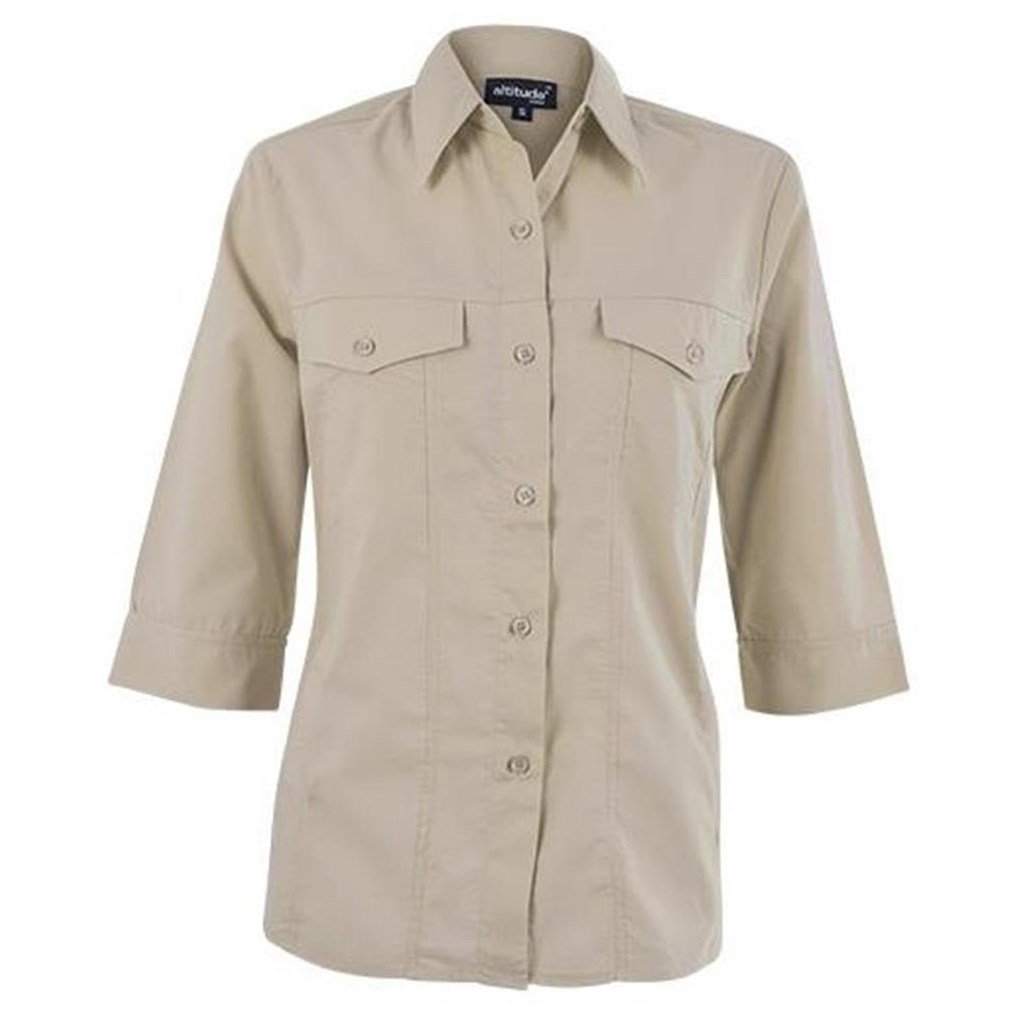 Chemise décontractée Sally à manches 3/4 pour femme - Pierre