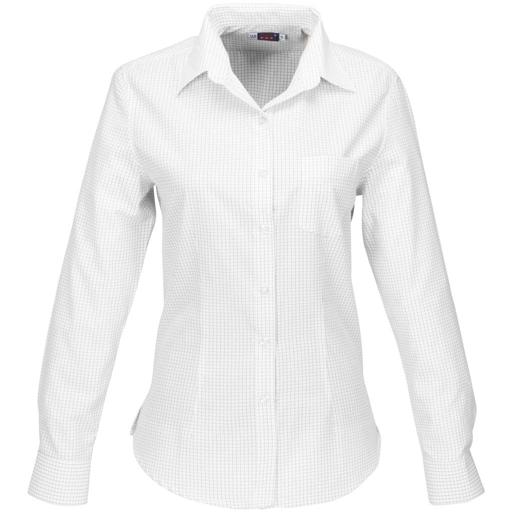 Chemise Huntington à manches longues pour femme - Blanc et noir