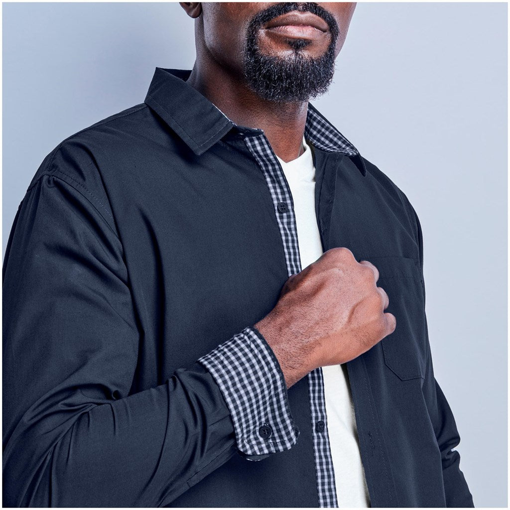 Camisa Warrington de manga comprida para homem - Azul-marinho