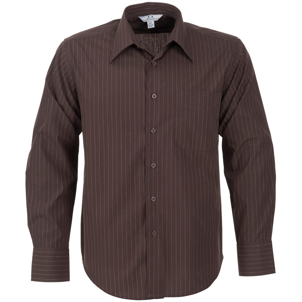 Chemise rayée Manhattan à manches longues pour homme - Marron vieilli
