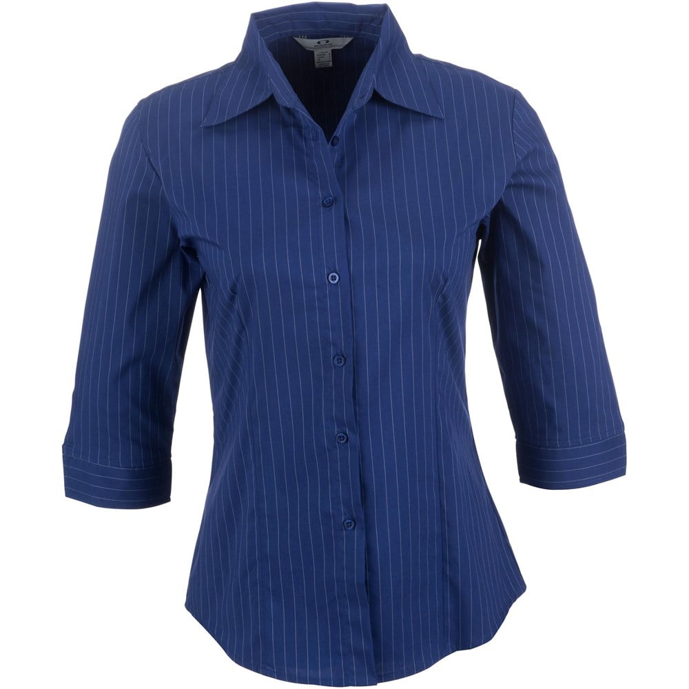 Chemise rayée Manhattan à manches 3/4 pour femme - Bleu