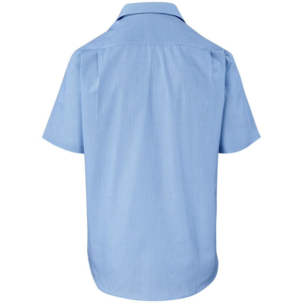 Camisa xadrez de manga curta para homem micro - azul claro