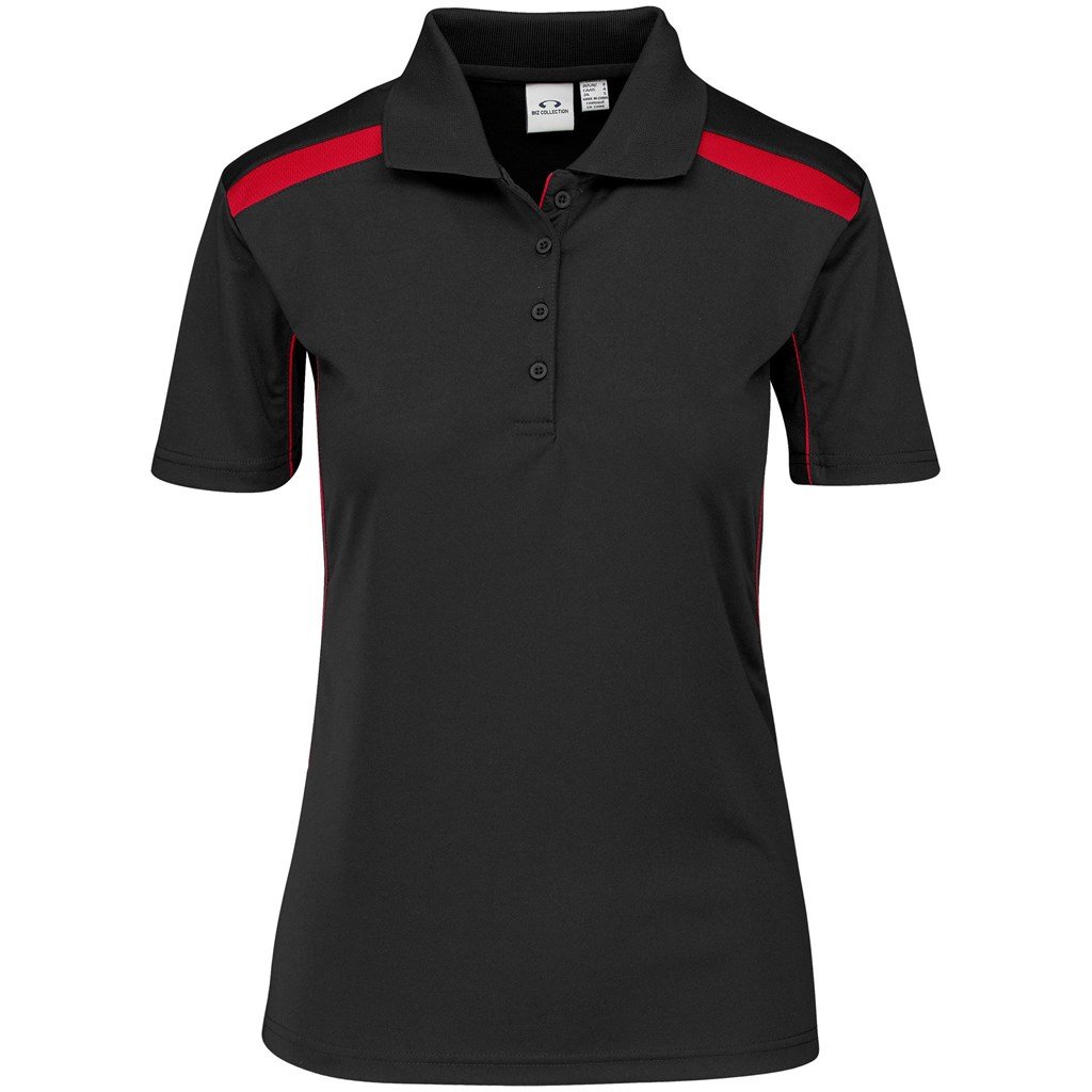Polo de golf United pour femme - Noir et rouge