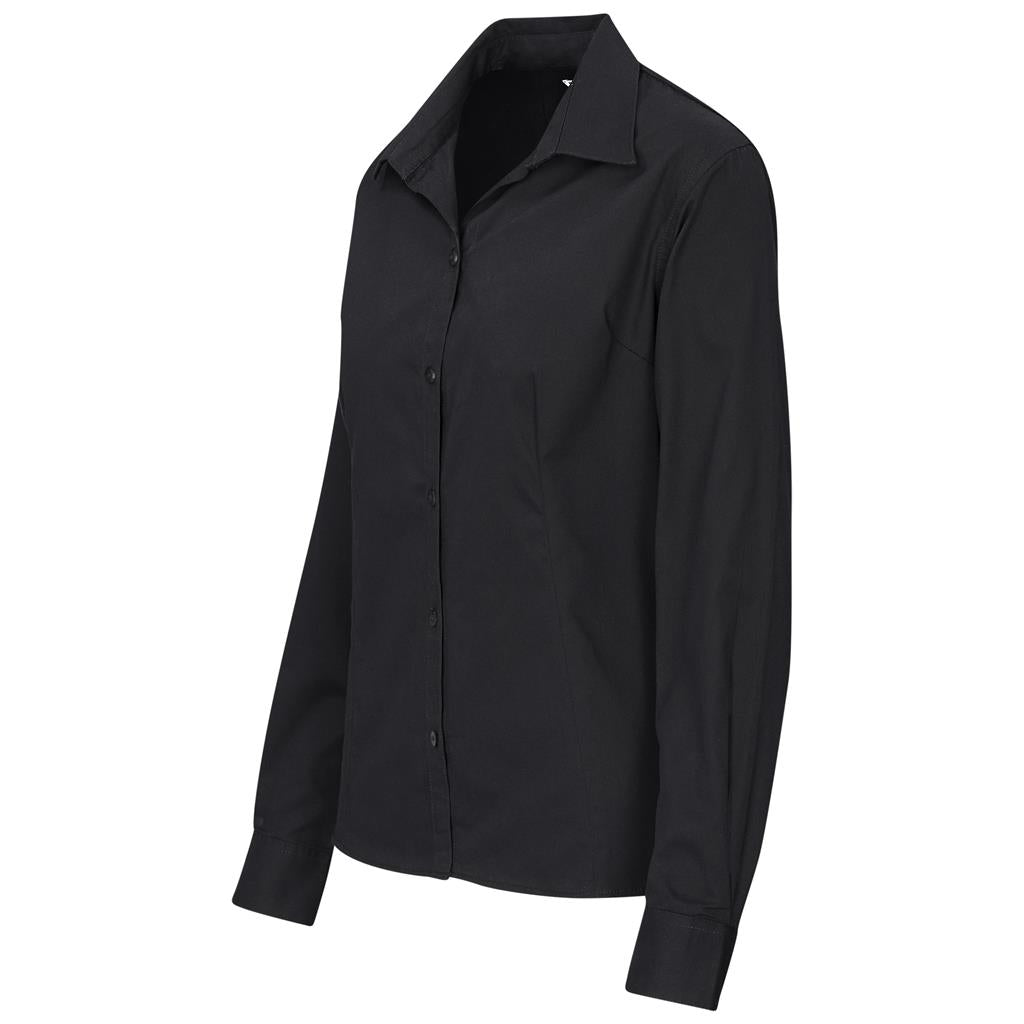 Camisa Moderna de manga comprida em algodão e sarja para senhora