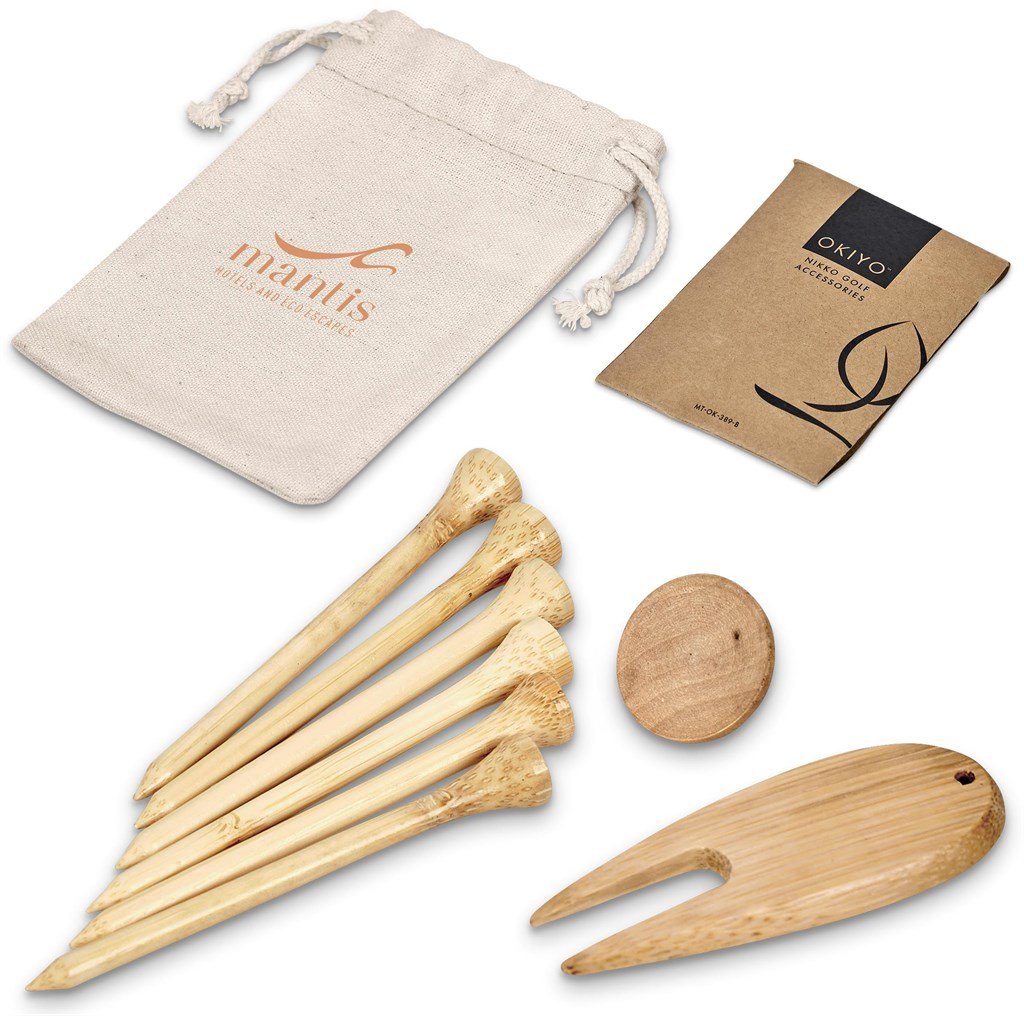 Conjunto de acessórios de golfe em bambu Okiyo Nikko