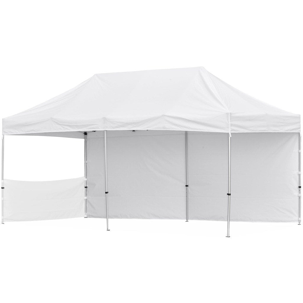 Gazebo sublimé Ovation 6 m x 3 m - 1 demi-mur court - 1 mur long