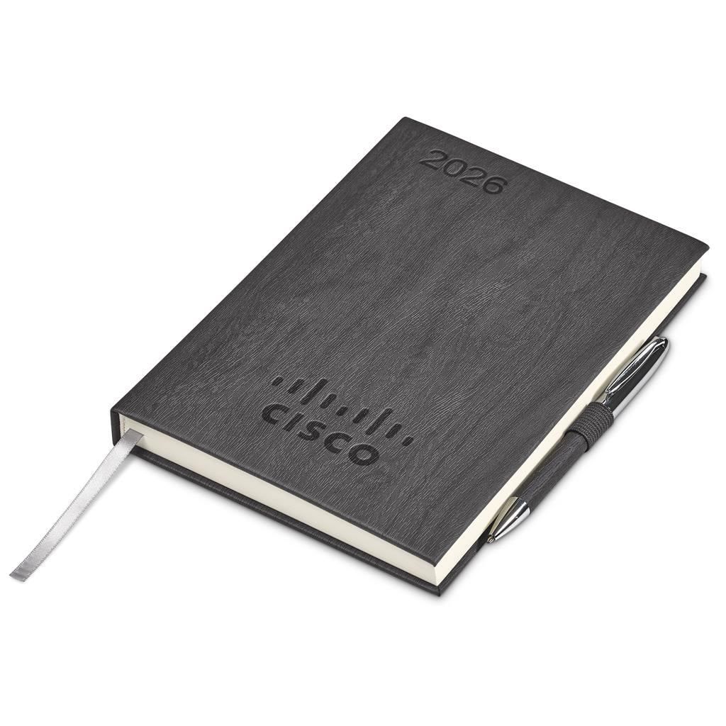 Conjunto de agenda e caneta Altitude Oakridge A5 2026 - Cinza