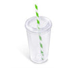 Copo de plástico com palhinha Malibu de parede dupla - 470 ml - Lima