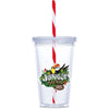 Gobelet en plastique double paroi et paille Malibu - 470 ml - Rouge