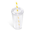 Copo de plástico com palhinha Malibu de parede dupla - 470 ml - Amarelo