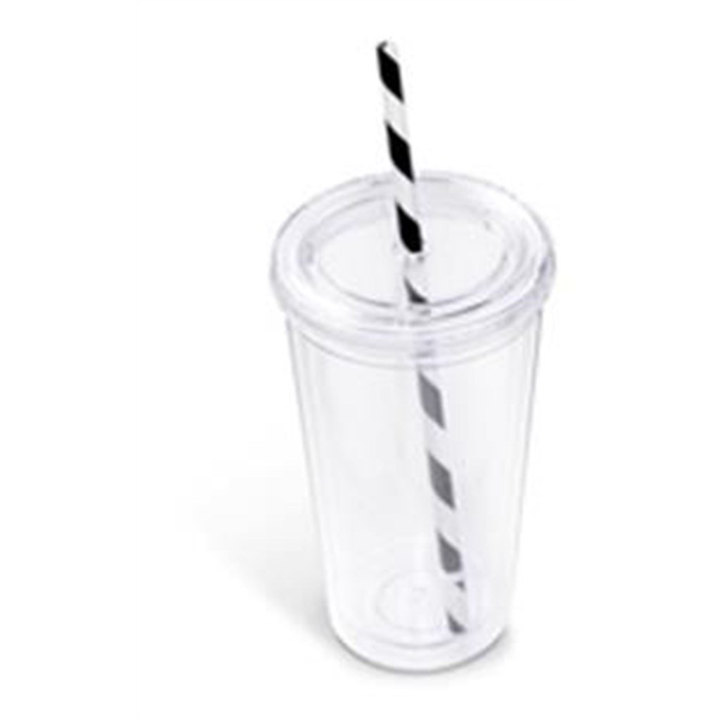 Copo de plástico de parede dupla Malibu com palhinha - 470ml