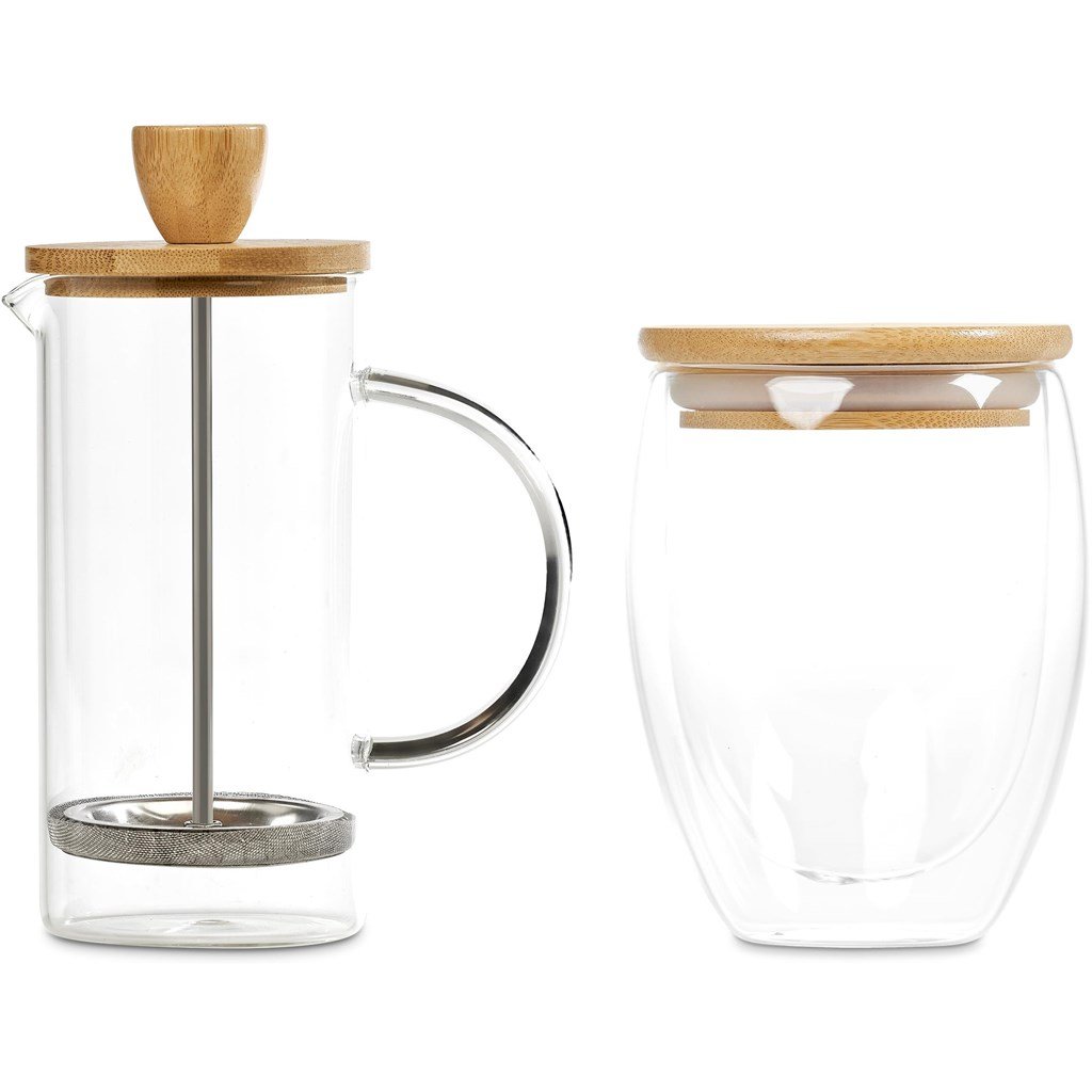 Conjunto de café Okiyo Aibo em vidro e bambu