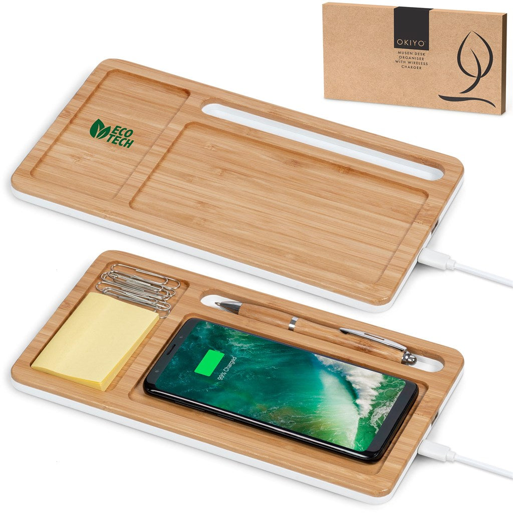 Organizador de secretária para carregador sem fios Okiyo Musen Bamboo