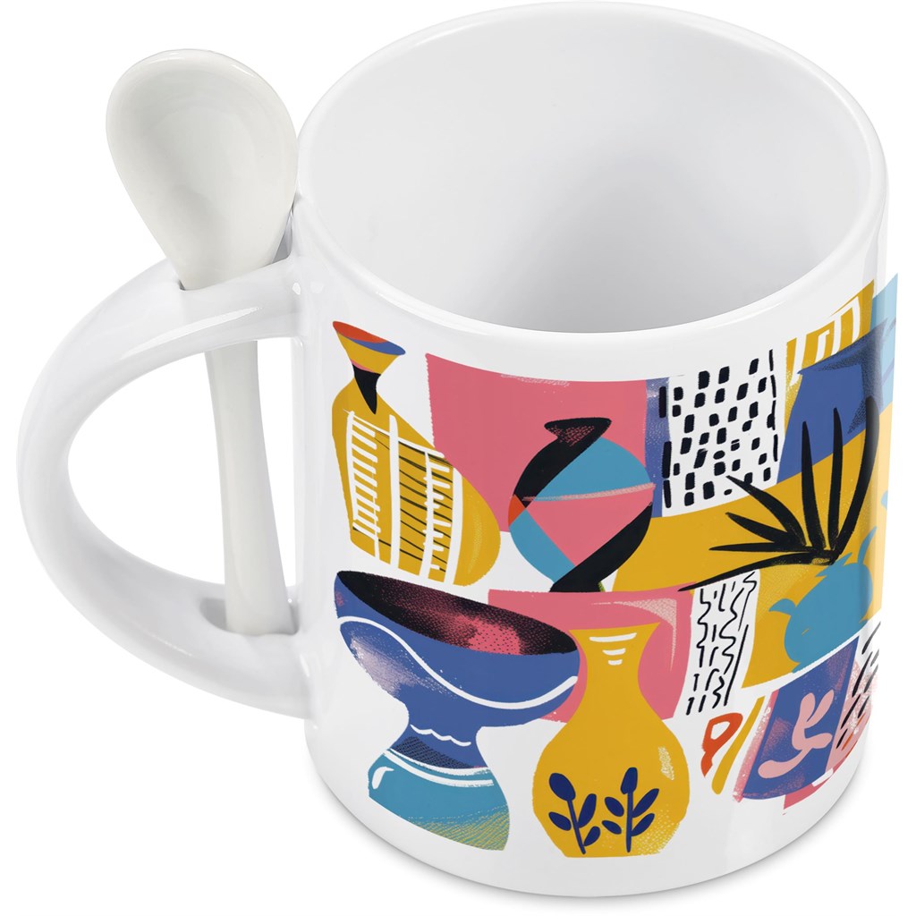 Ensemble tasse et cuillère à café en céramique Eden Sublimation - 320 ml