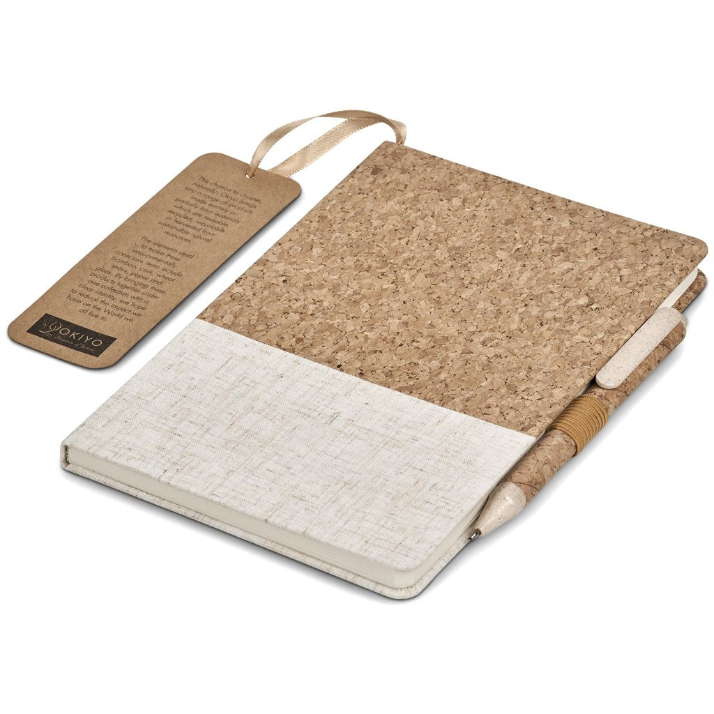 Conjunto de caderno e caneta Okiyo Cardon Cork