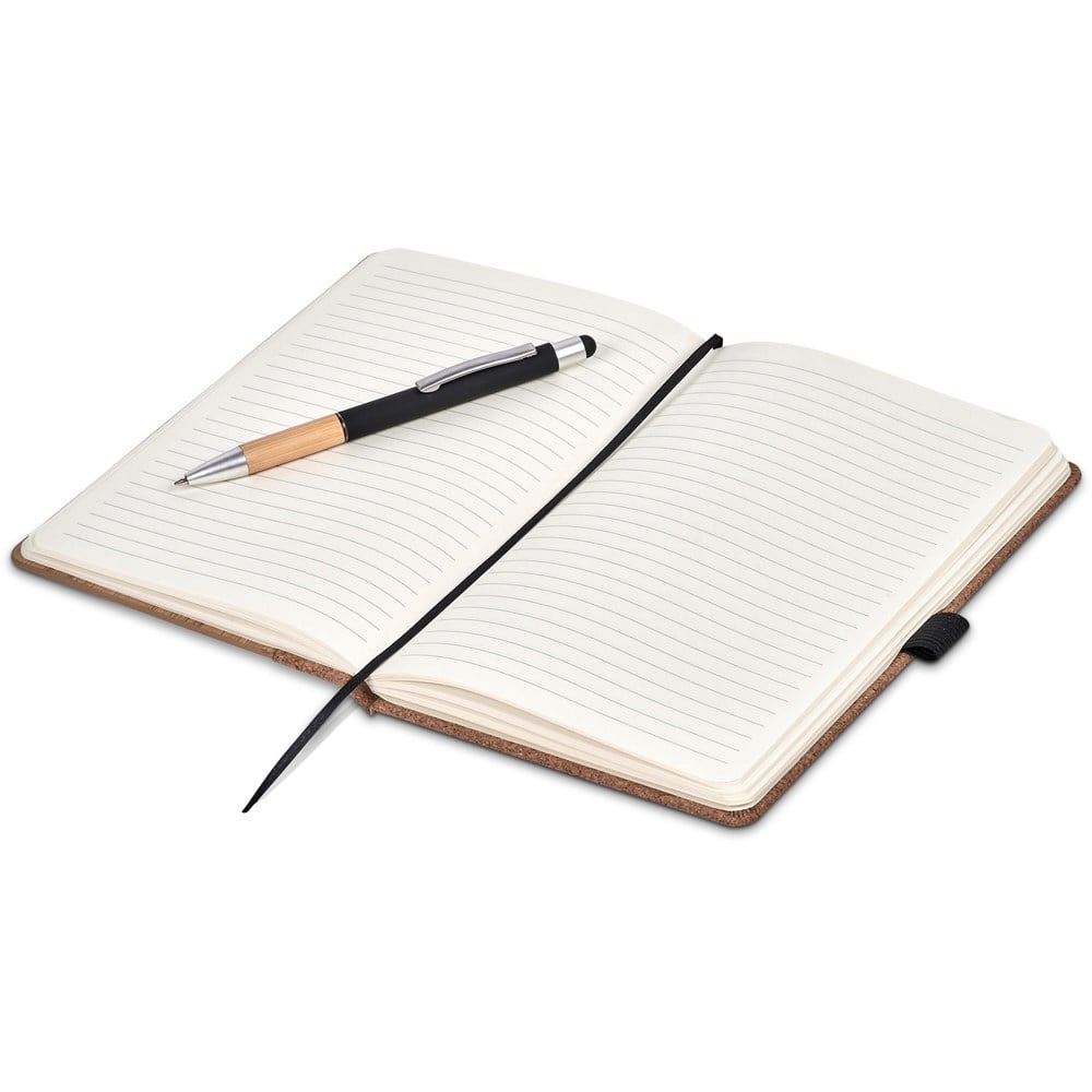 Conjunto de caderno e caneta Okiyo Eri em bambu e cortiça