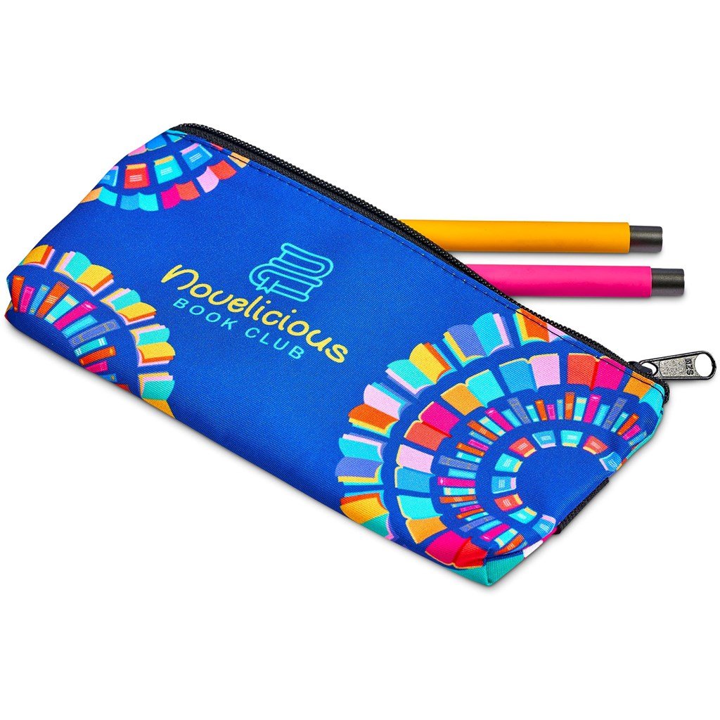 Estojo grande Hoppla Scribbler em poliéster pré-impresso para caderno A5
