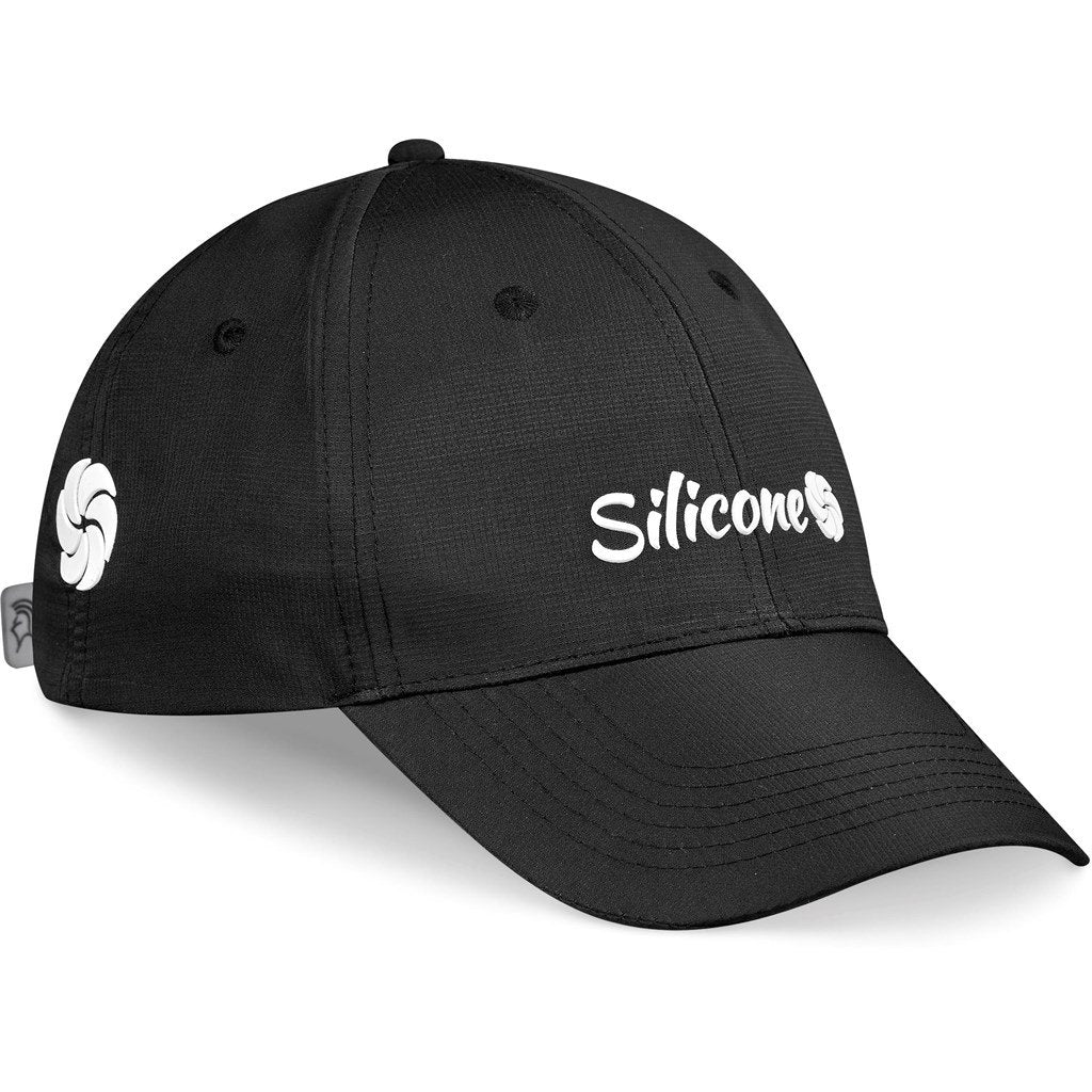 Casquette de performance pré-marquée avec logo en silicone