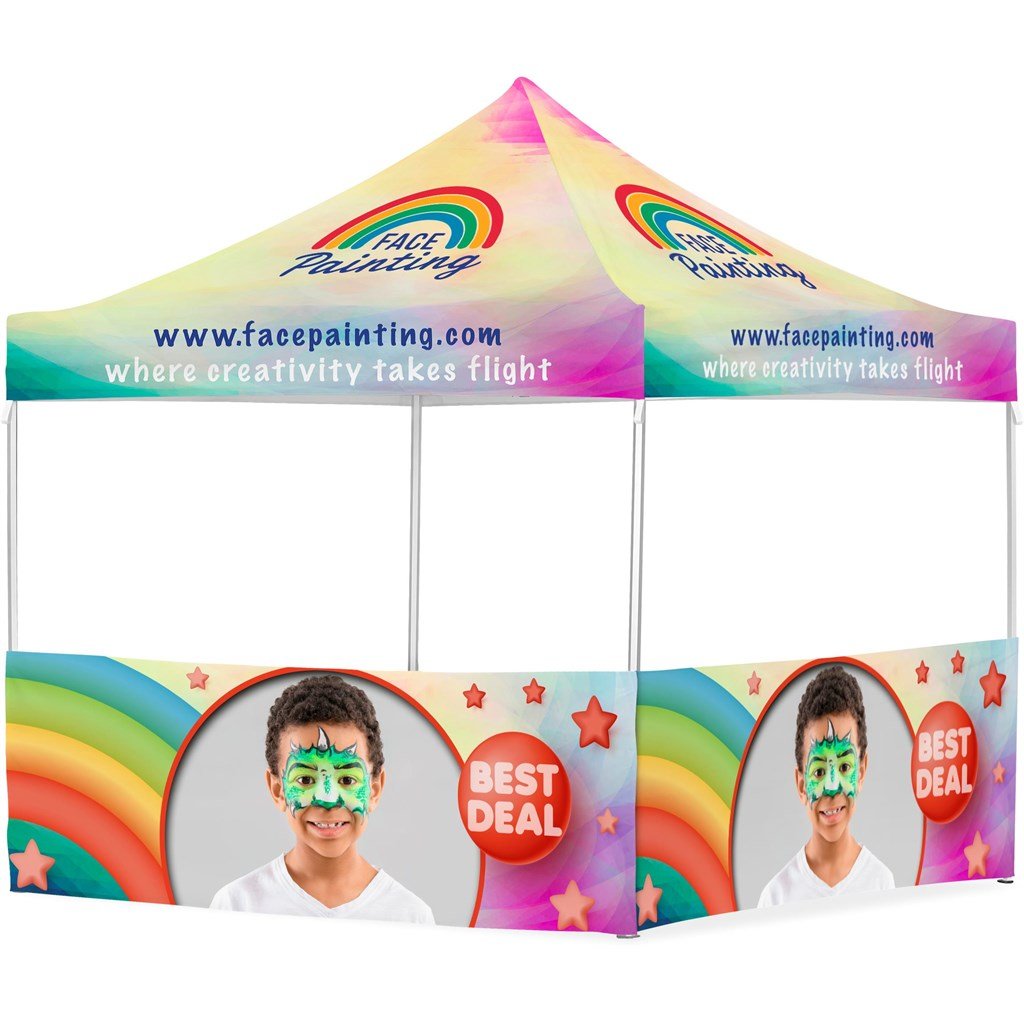 Gazebo en acier revêtu sublimé 3 m x 3 m - 2 demi-parois